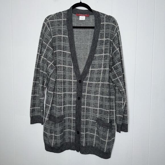 Marina Rinaldi Sport Women’s Plaid Cardigan Sweater Gray Size XL - Picture 1 of 7